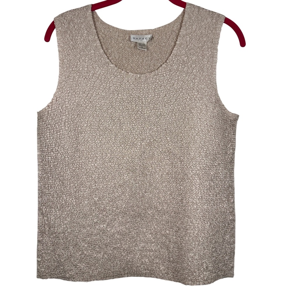 RAFAEL Women's crinkled stretch Textured Sleeveless Top Size Medium Beige Casual
